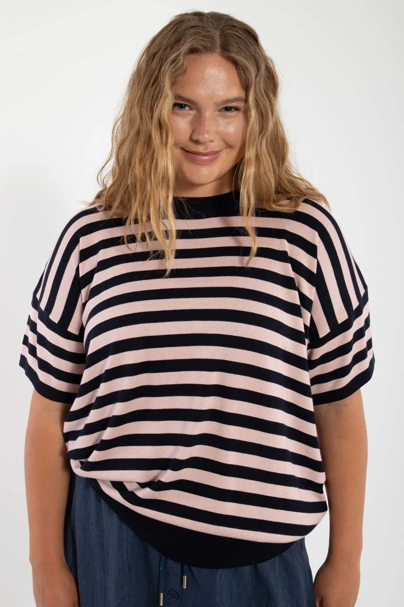Danesolbad Viscose Tee Dk Navy/Rose Beige