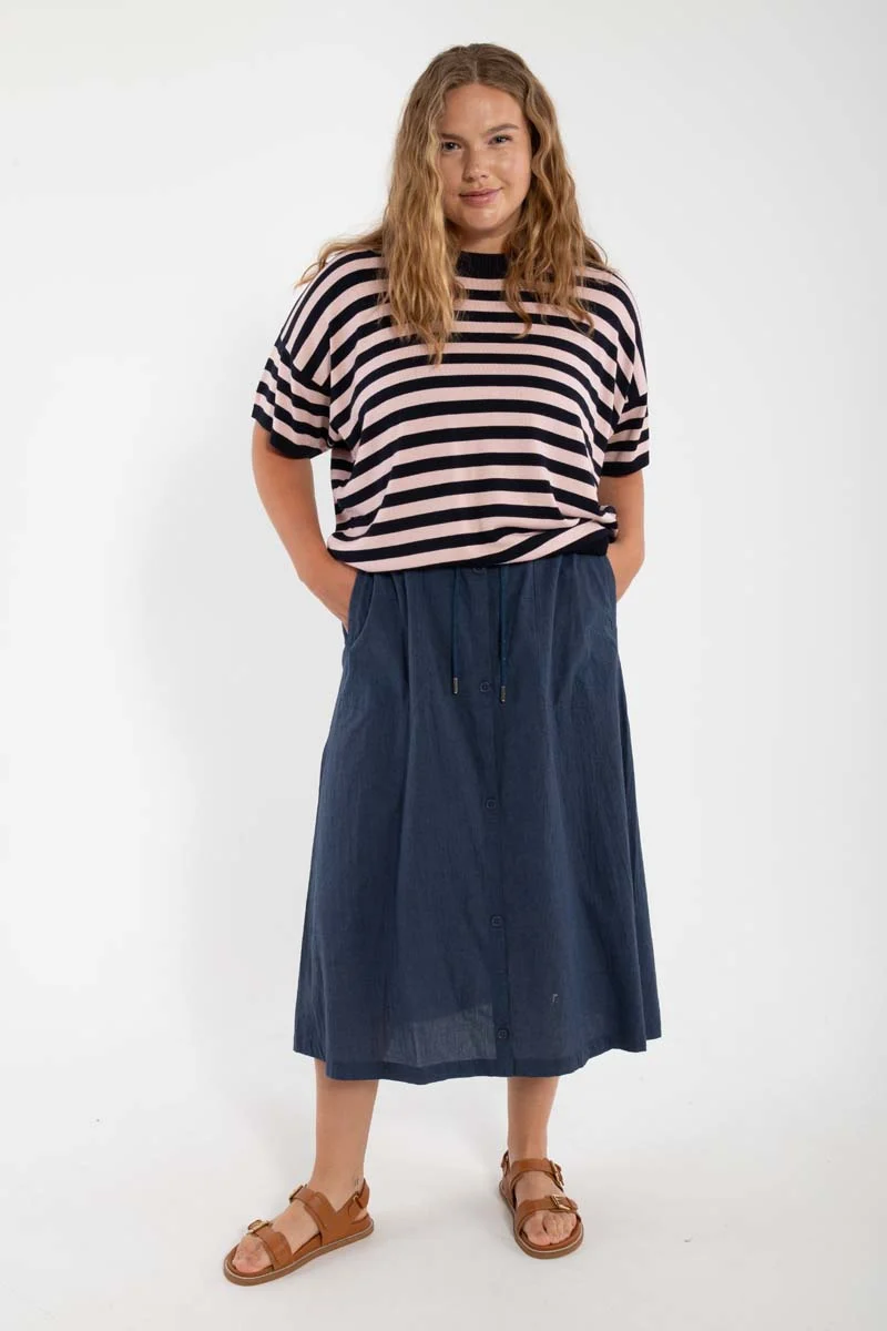 Danesolbad Viscose Tee Dk Navy/Rose Beige