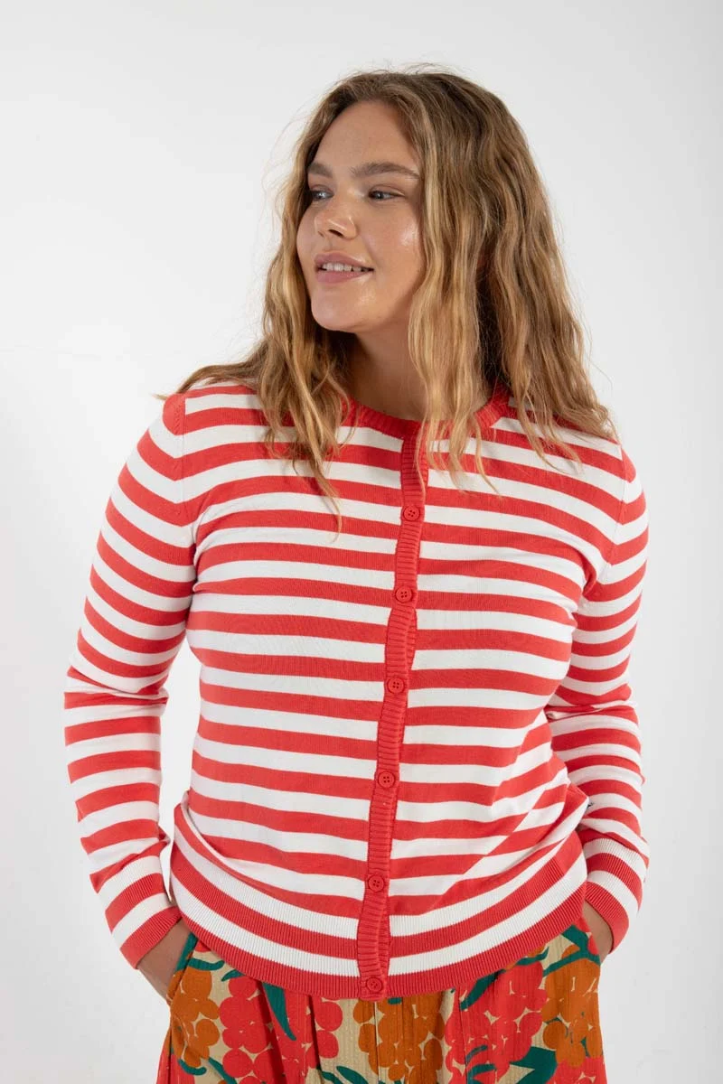 Danelunch Viscose Cardigan Summer Red/Chalk