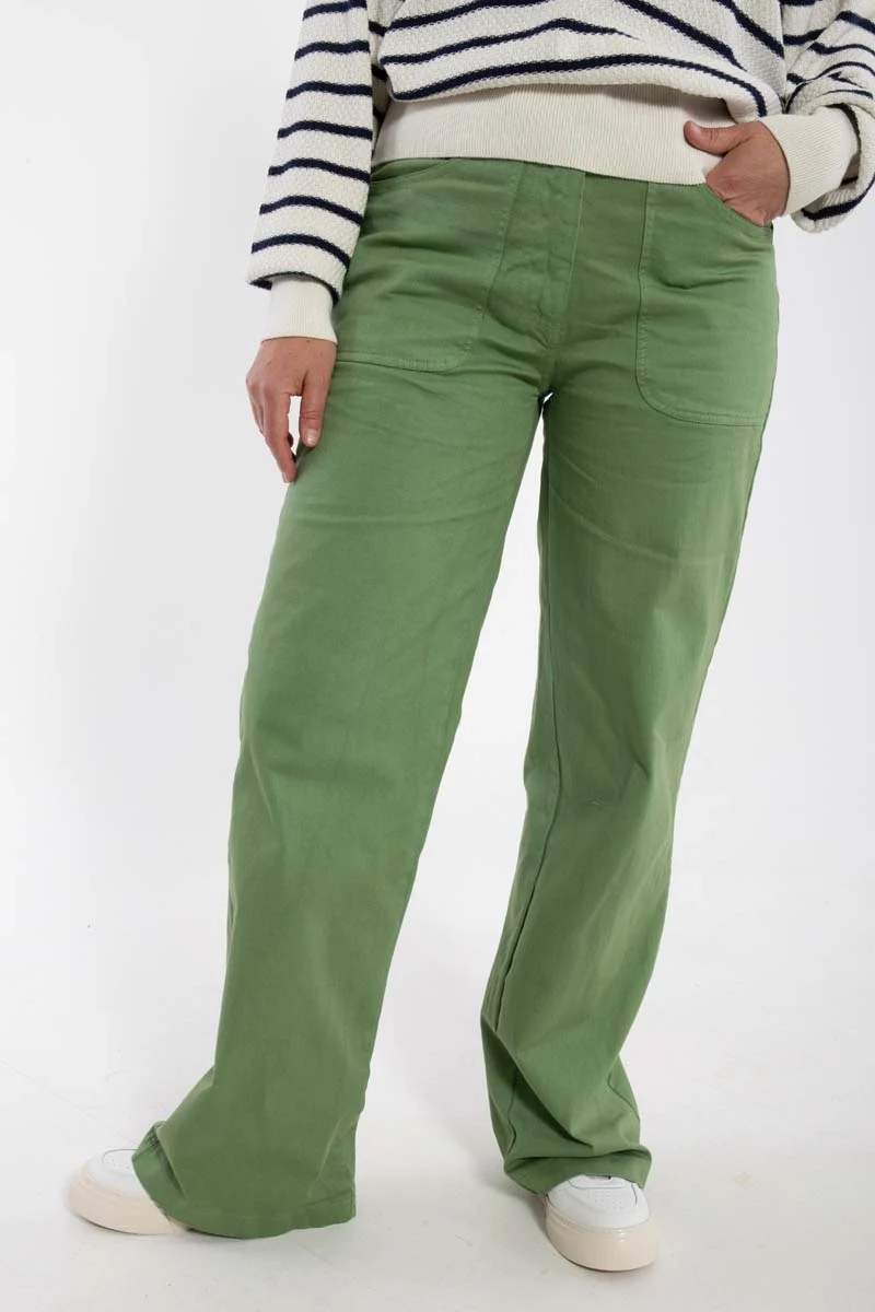 Danedaisy Stretch Twill Pants Fatique Green