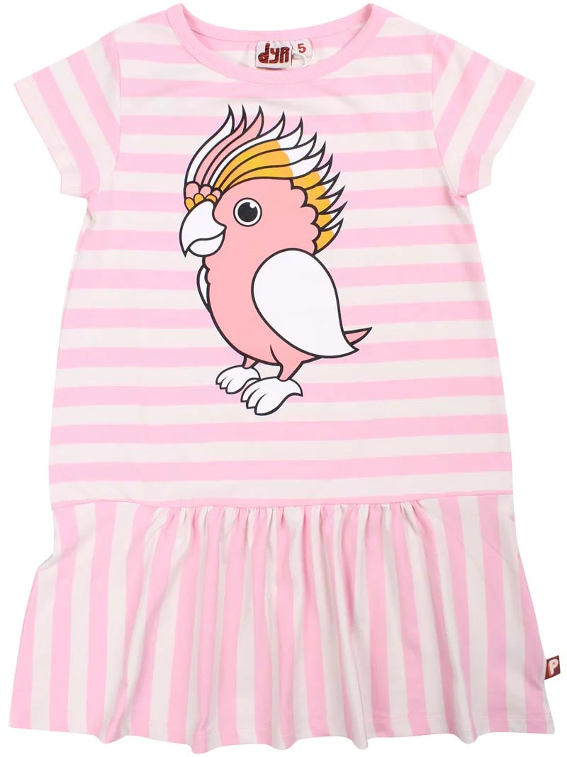 Dyrzanzi SS Dress AOP/STRIB Pastel Pink/Chalk PAPEGOEJE