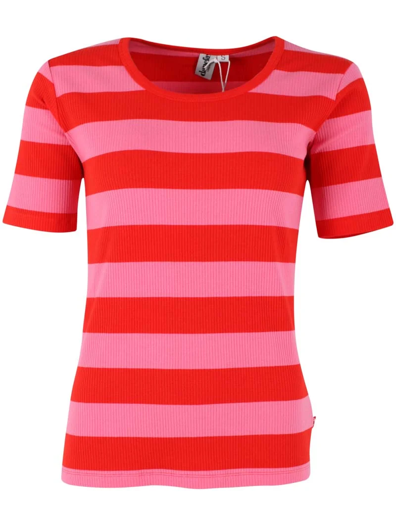 Danerolemodel Ribbing Tee Summer Red/Bright Pink