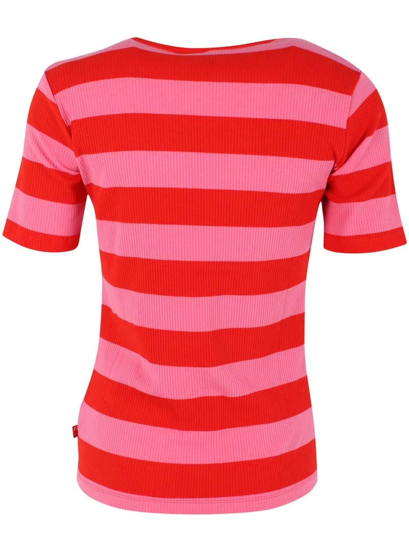Danerolemodel Ribbing Tee Summer Red/Bright Pink