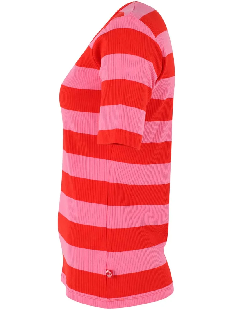 Danerolemodel Ribbing Tee Summer Red/Bright Pink