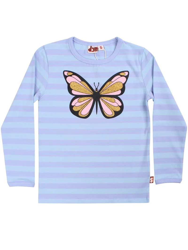 Dyrroar T AOP/STRIB Lila/Baby Blue SOMMERFUGL