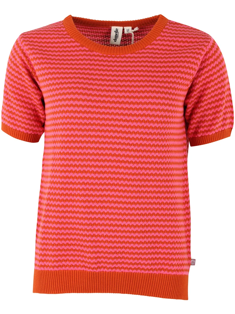 Danesilver Pearl Knit Sweater Tee Light Rust/Bright Pink