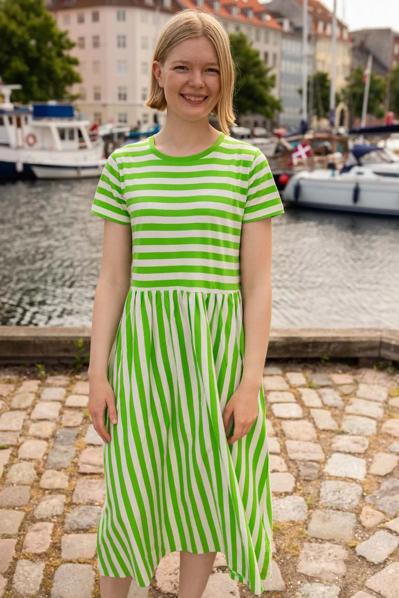 Danebasic Kroeyer Dress Bright Green/Chalk