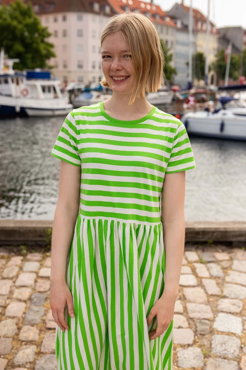 Danebasic Kroeyer Dress Bright Green/Chalk