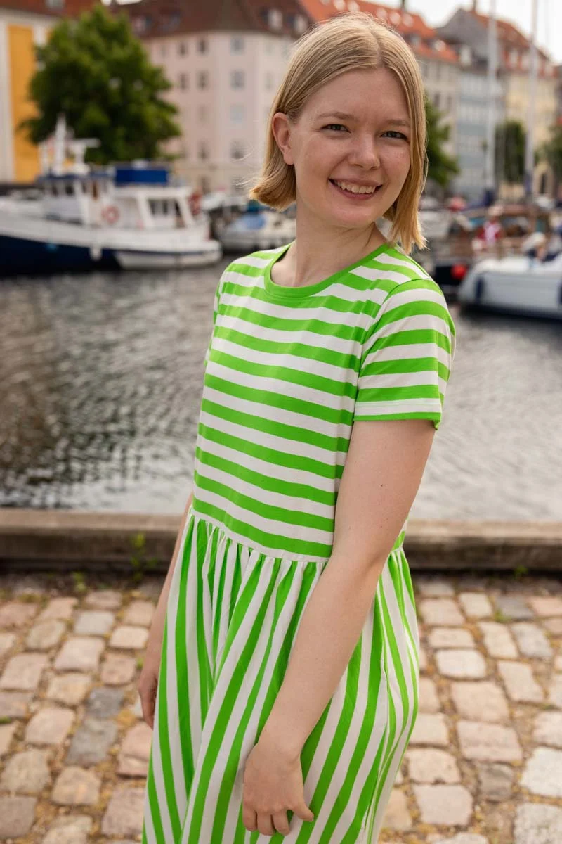 Danebasic Kroeyer Dress Bright Green/Chalk