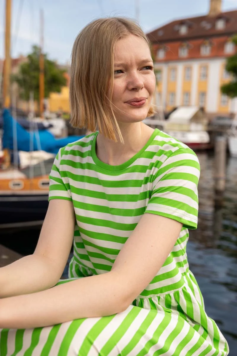Danebasic Kroeyer Dress Bright Green/Chalk