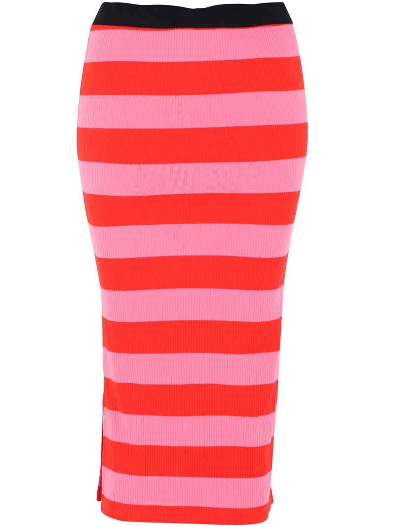 Daneleader Ribbing Skirt Summer Red/Bright Pink