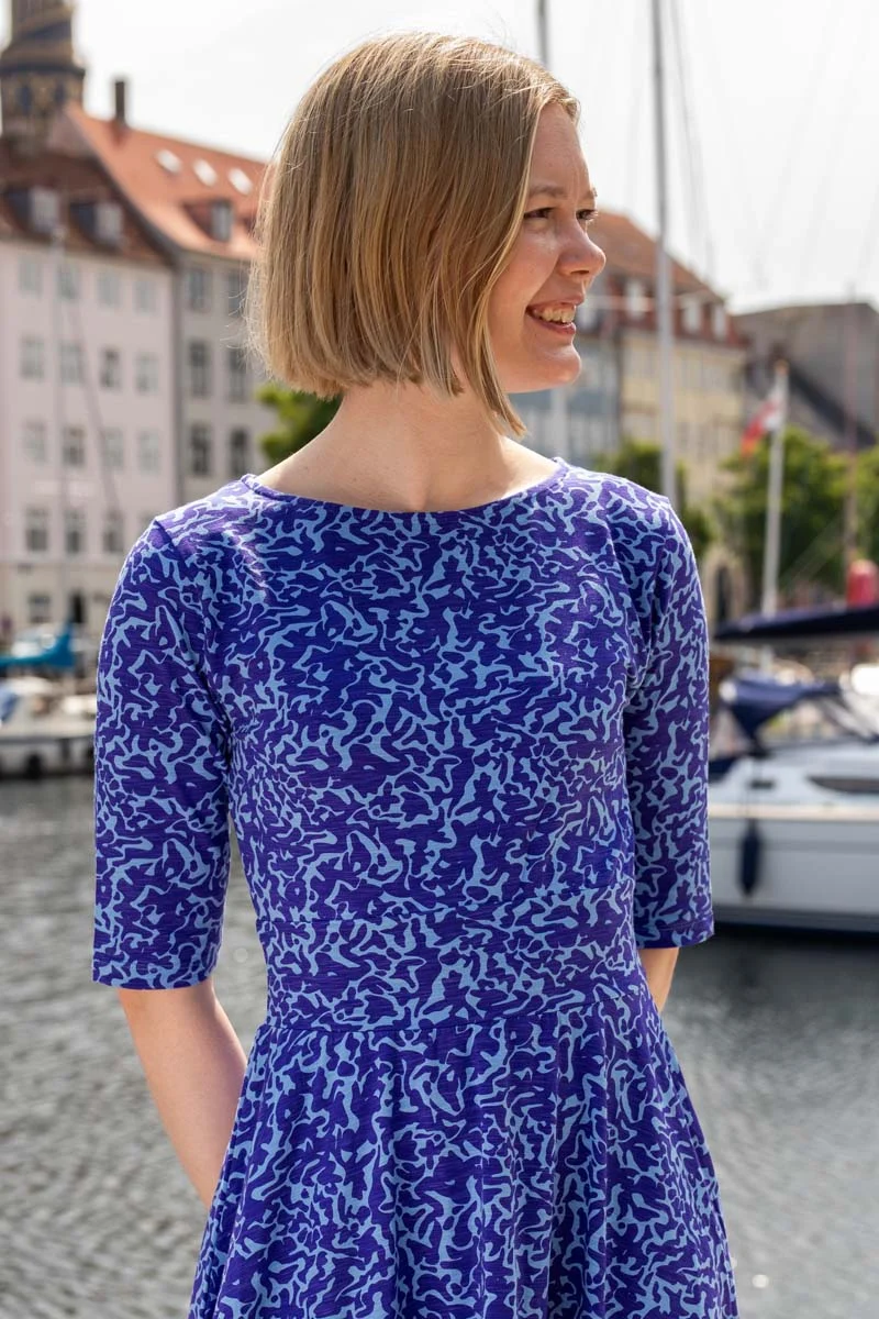 Danecharlotte Slub Dress Waterblue RIPPLES