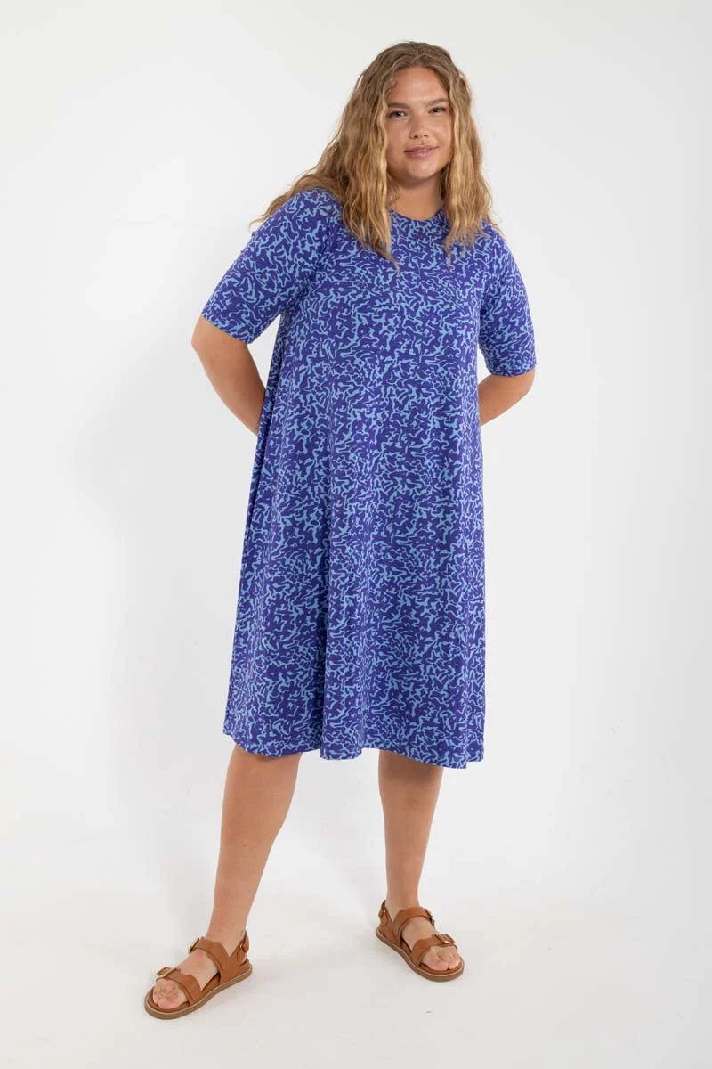 Danalberte Slub Dress Waterblue RIPPLES