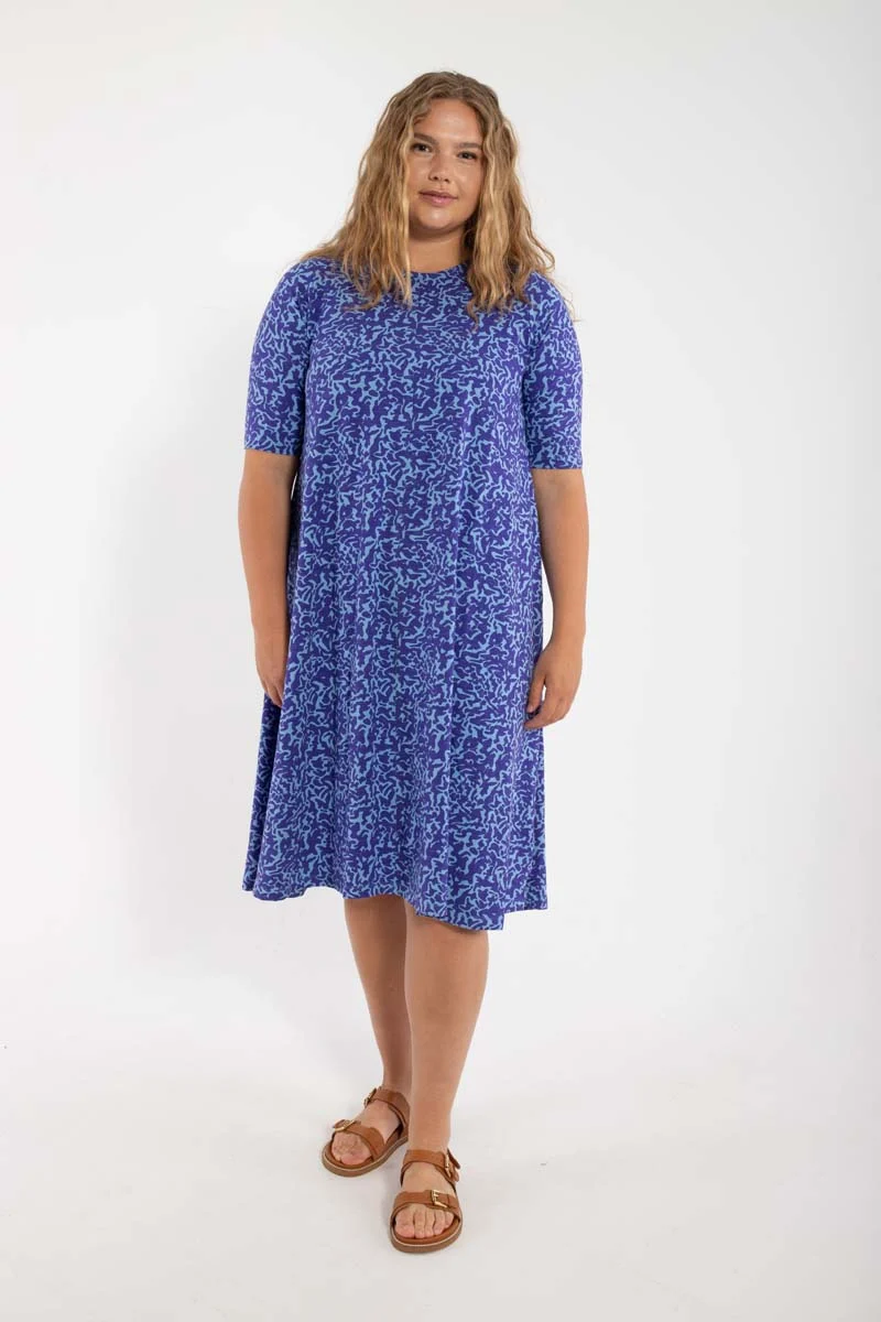 Danalberte Slub Dress Waterblue RIPPLES