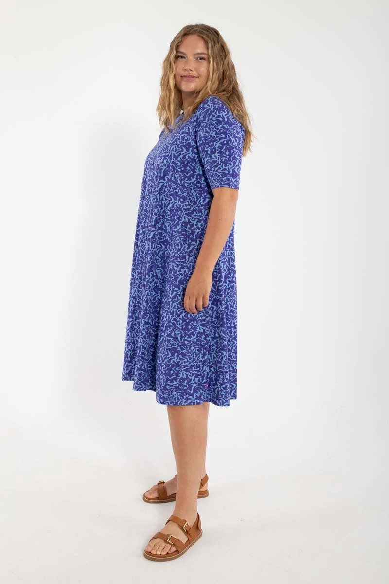 Danalberte Slub Dress Waterblue RIPPLES