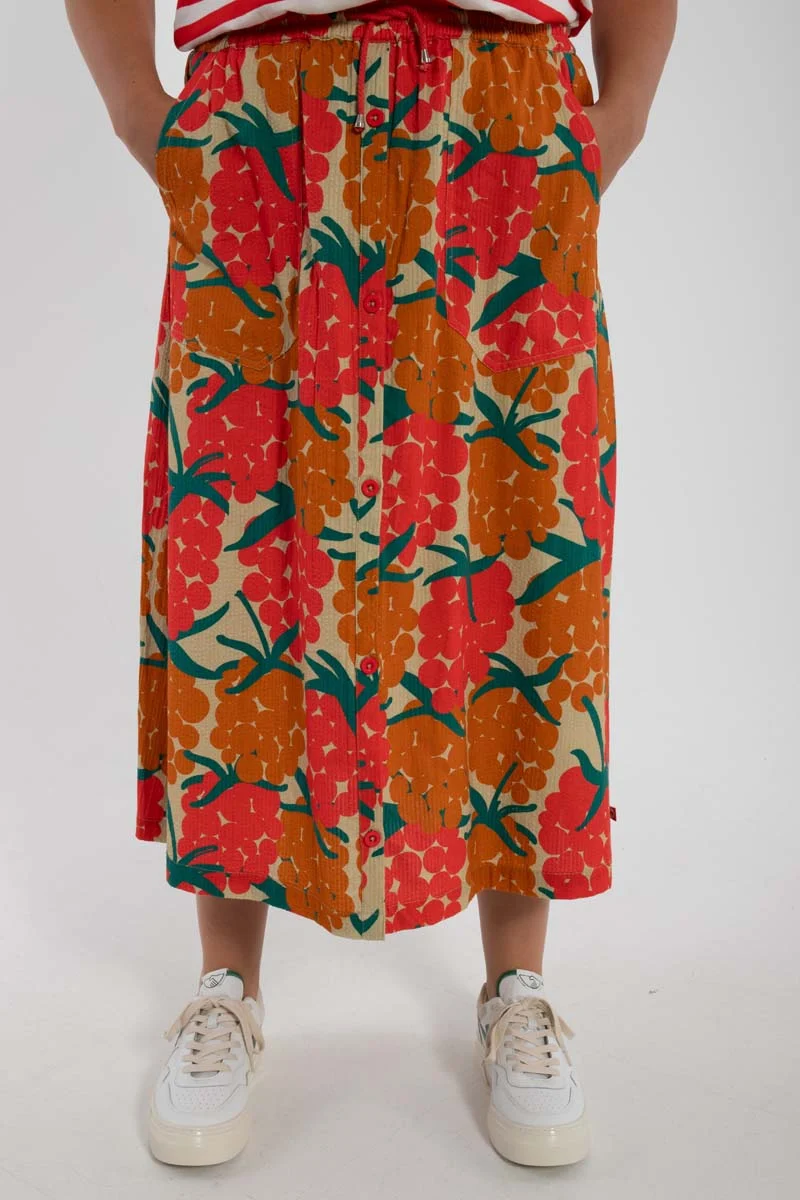 Danevisit Searsucker Skirt Beige MAXIBERRY