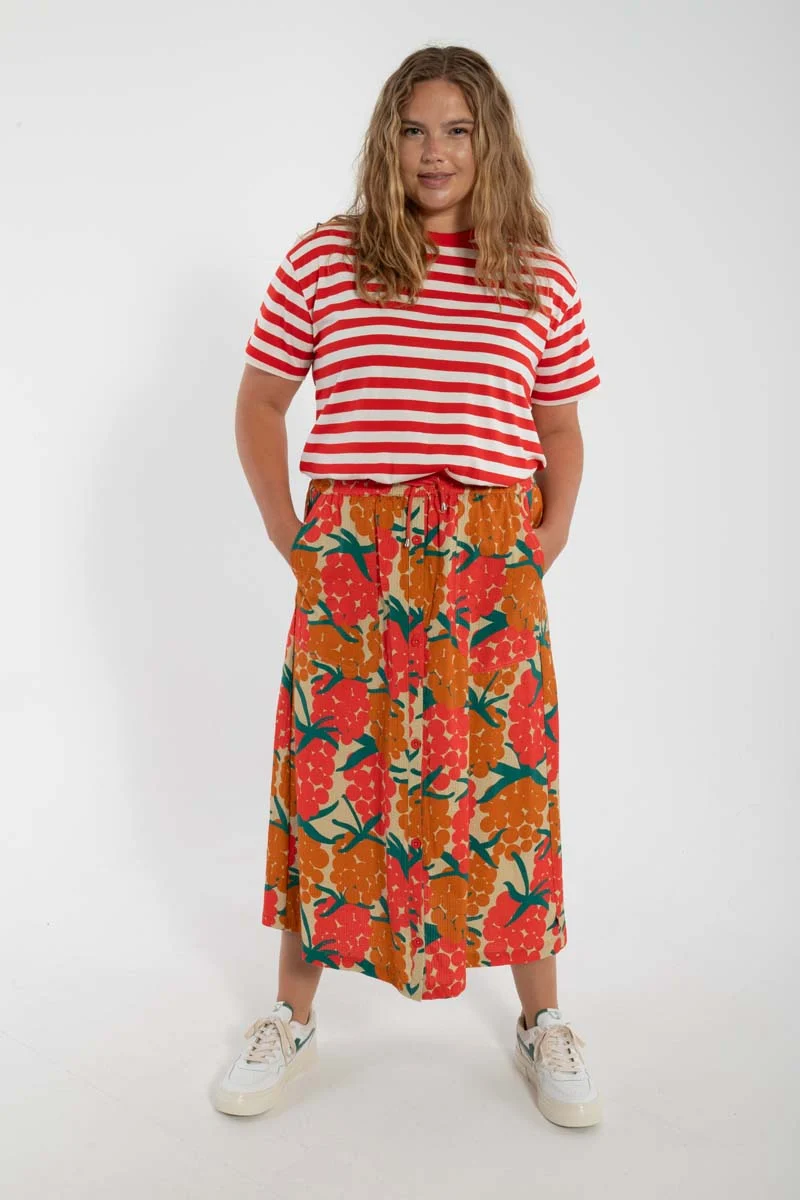 Danevisit Searsucker Skirt Beige MAXIBERRY