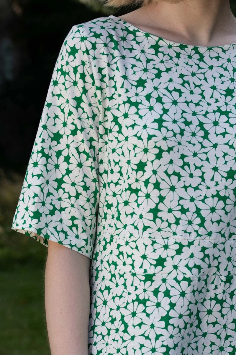 ORGANIC - Daneviborg Slub Dress Green Flower