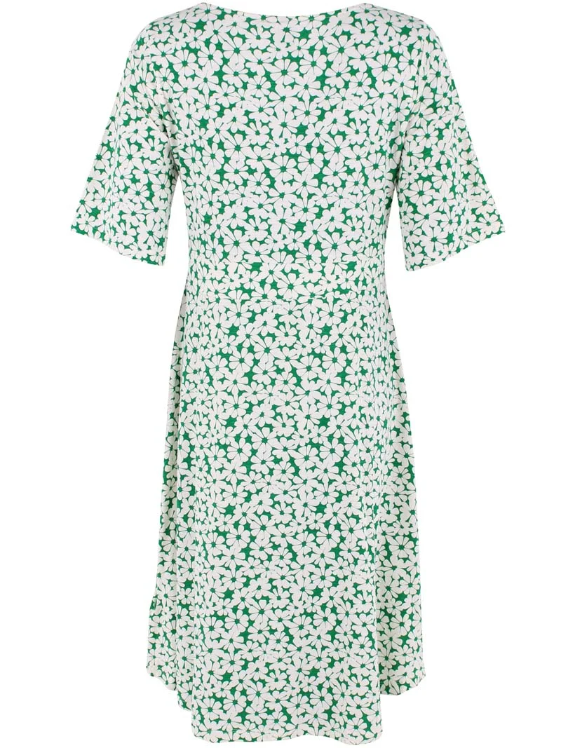 ORGANIC - Daneviborg Slub Dress Green Flower