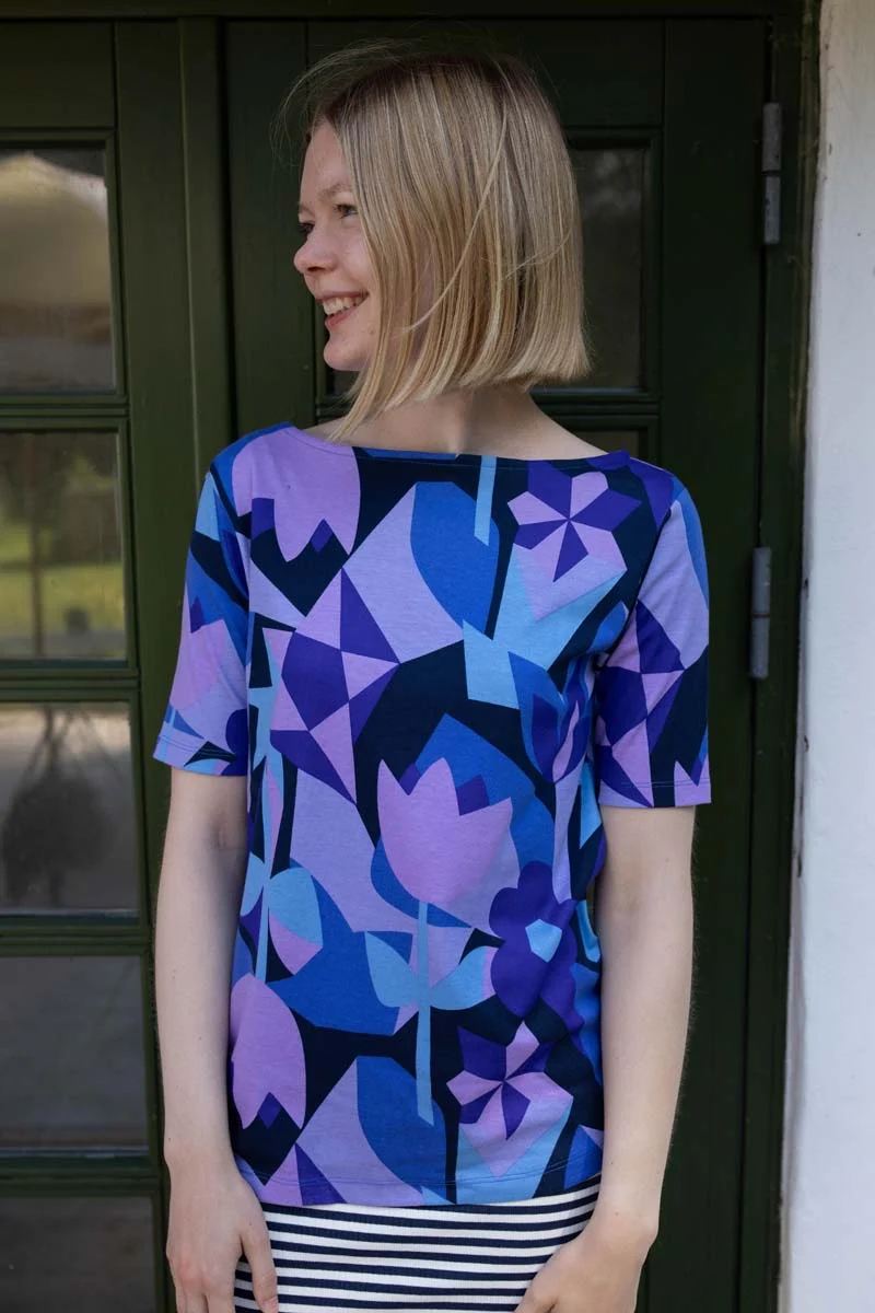 ORGANIC - Daneboat Neck Interlock Tee Dk Navy GEOFLEUR