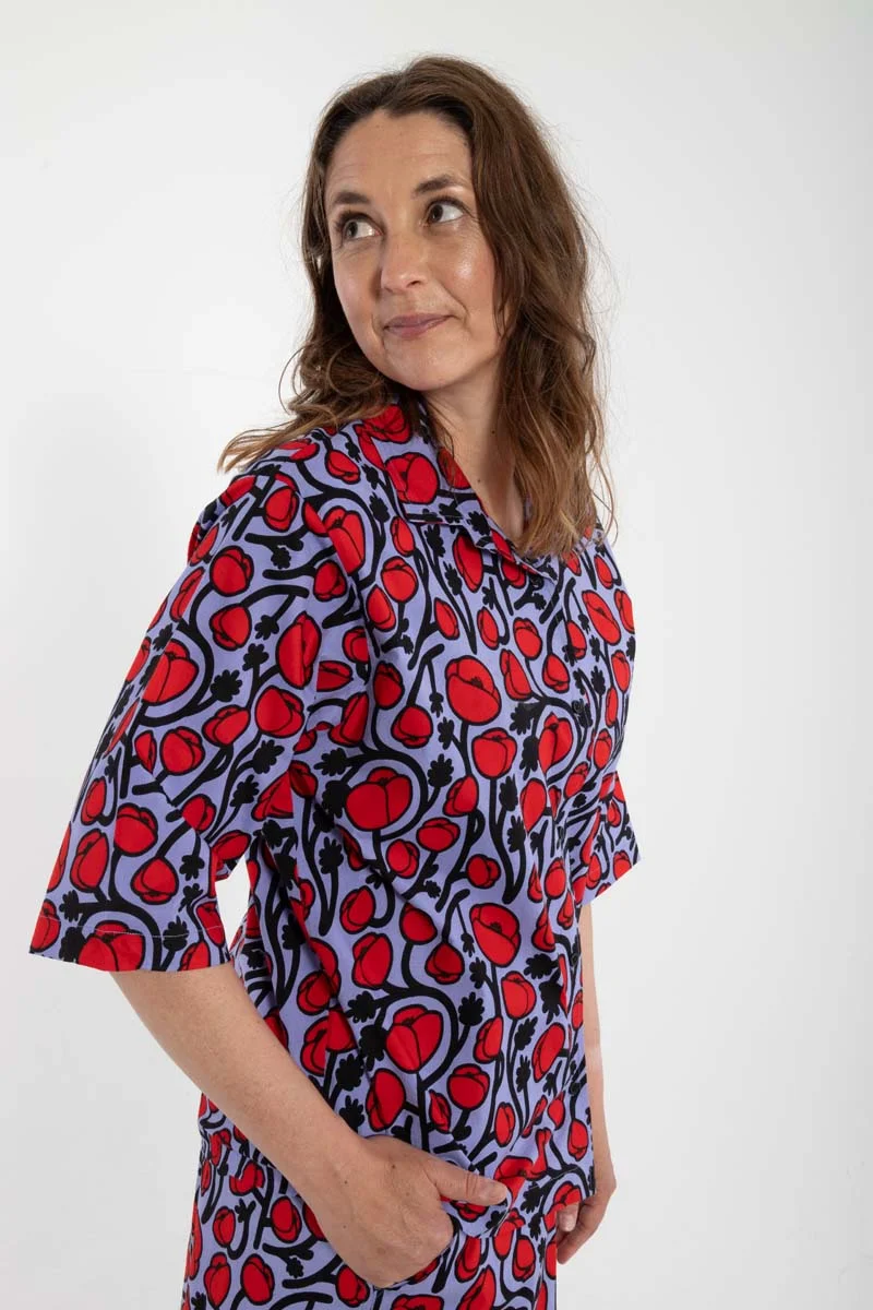 Danesolidary Poplin Stretch Shirt Lilla POPPY