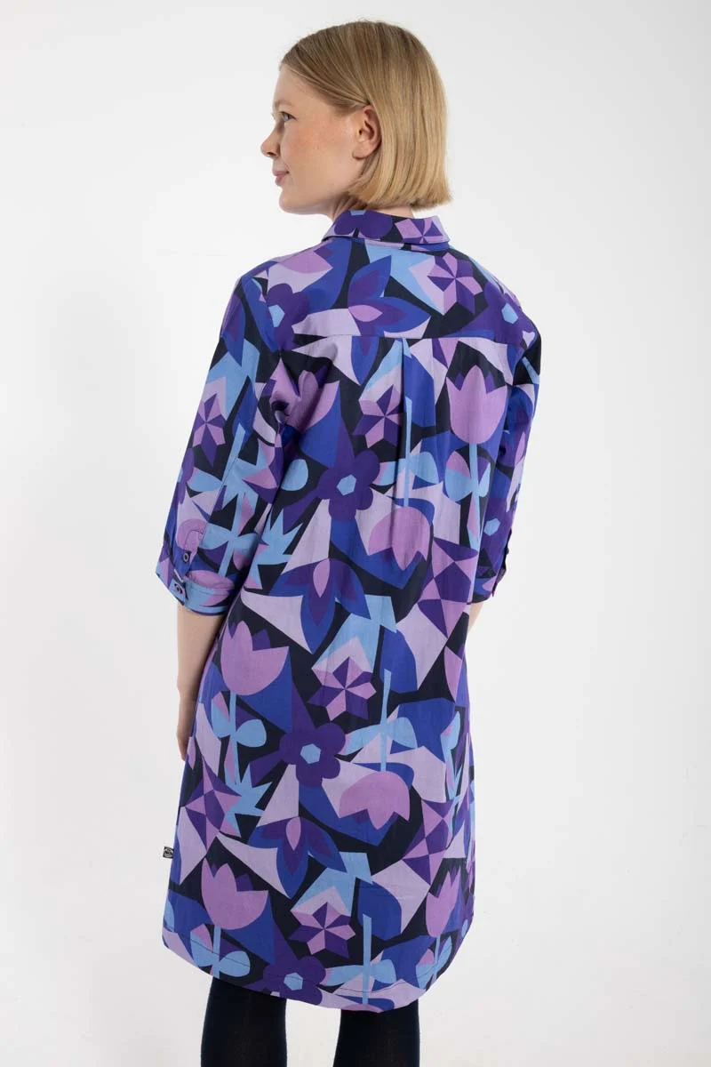 Danecarnation Poplin Stretch Dress Dk Navy GEOFLEUR