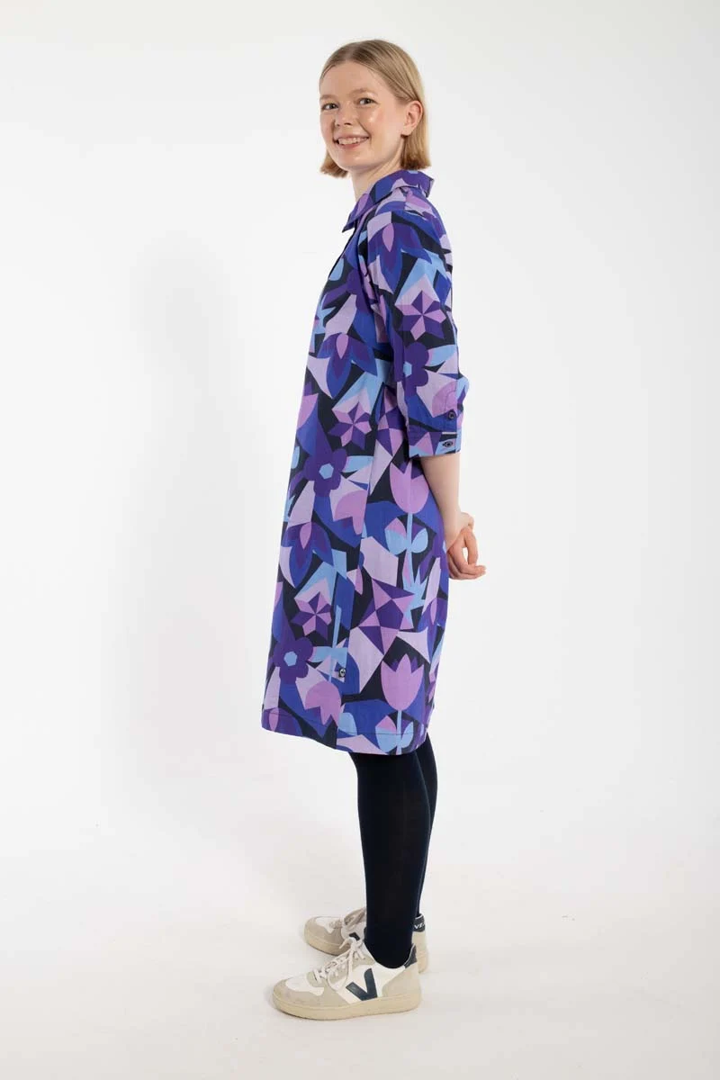 Danecarnation Poplin Stretch Dress Dk Navy GEOFLEUR
