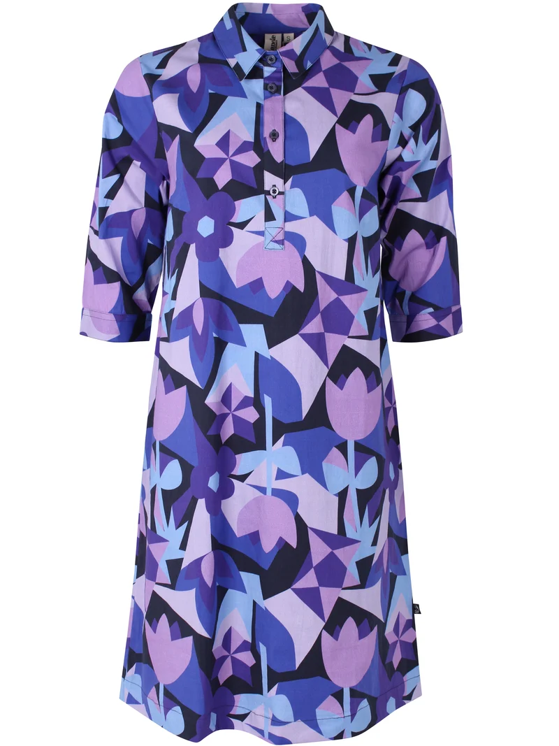 Danecarnation Poplin Stretch Dress Dk Navy GEOFLEUR