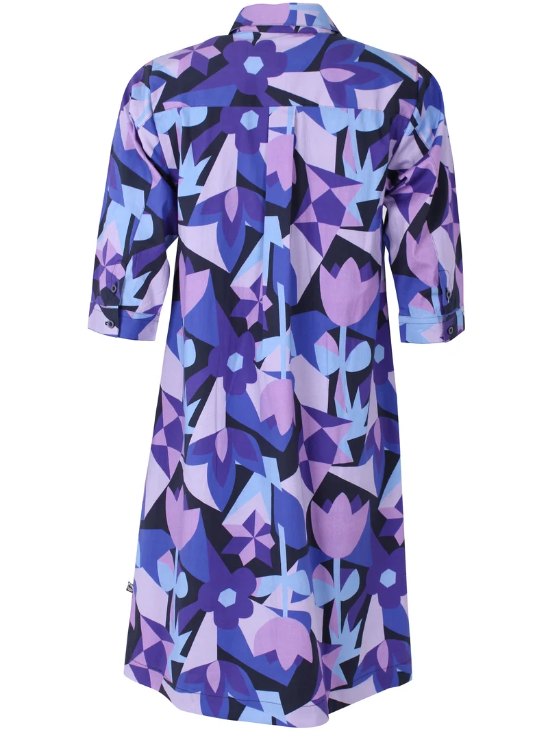 Danecarnation Poplin Stretch Dress Dk Navy GEOFLEUR