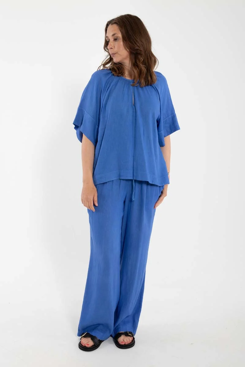 Daneshade Modal Linnen Top Cold Blue