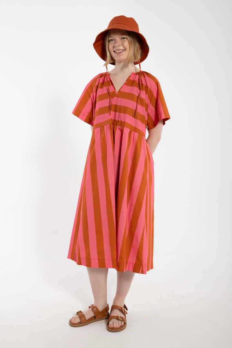 Daneluft Smooth Poplin Dress Bright Pink/Light Rust