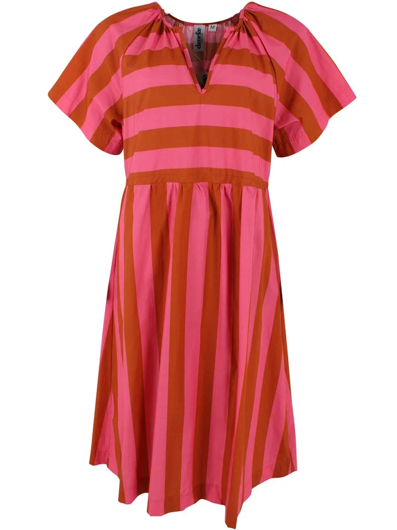 Daneluft Smooth Poplin Dress Bright Pink/Light Rust