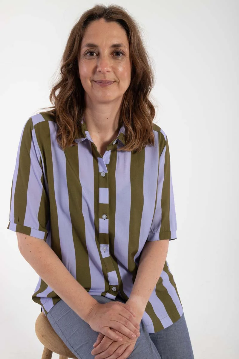 Danesyren SS Viscose Shirt Lilla/Olive