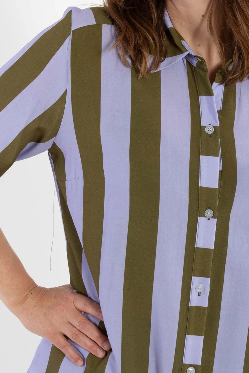 Danesyren SS Viscose Shirt Lilla/Olive