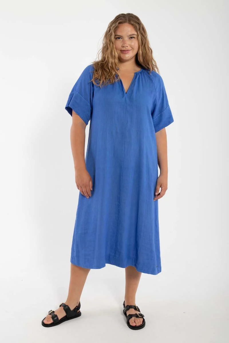 Danehostess Modal Linnen Dress Cold Blue