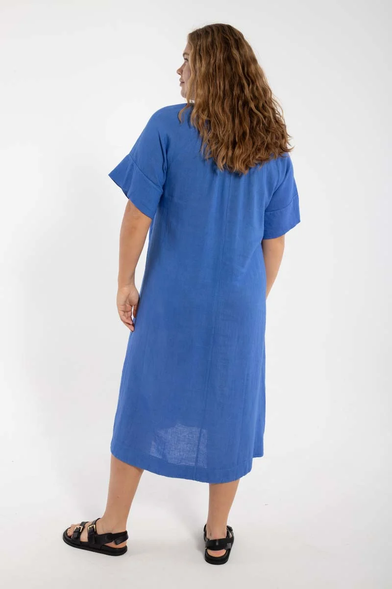 Danehostess Modal Linnen Dress Cold Blue