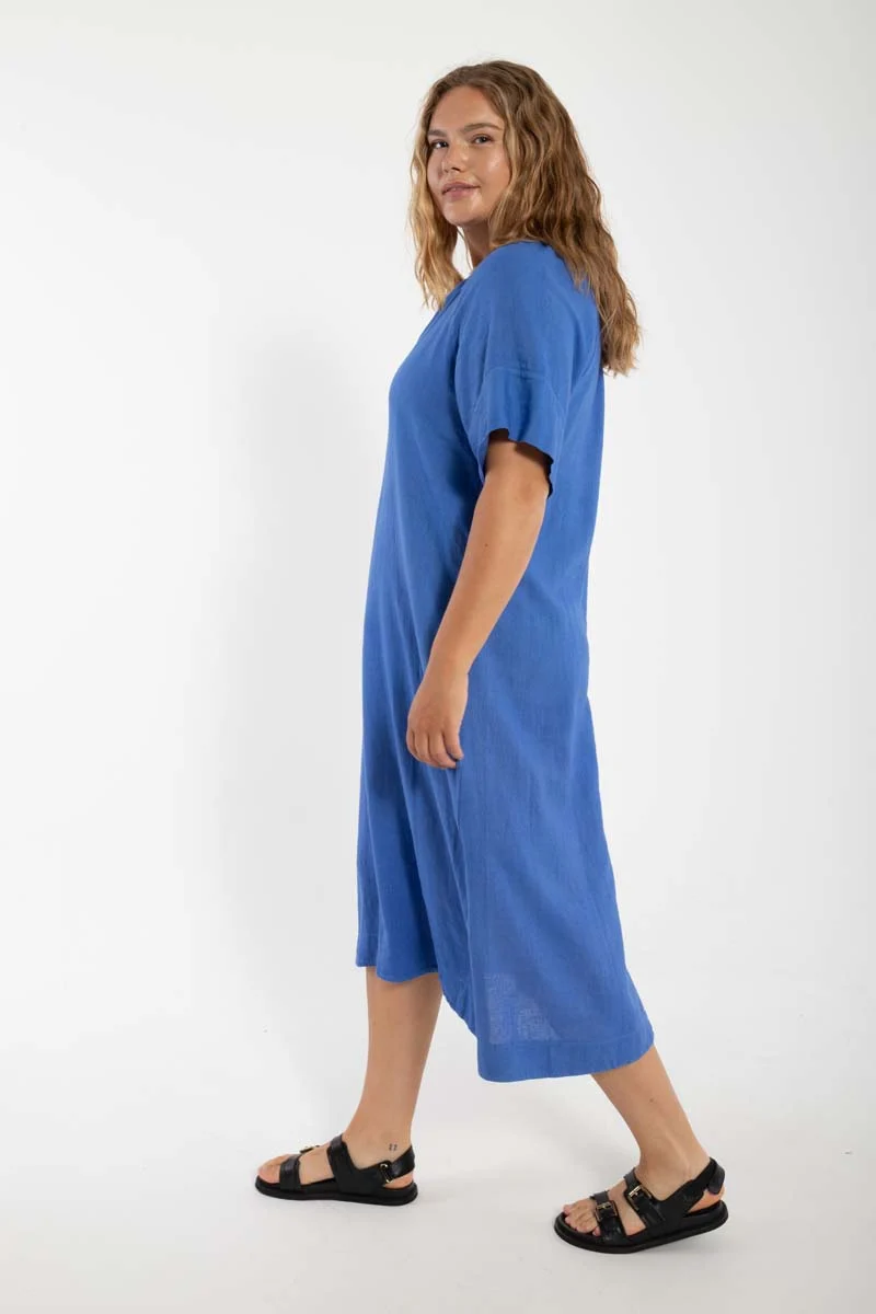 Danehostess Modal Linnen Dress Cold Blue