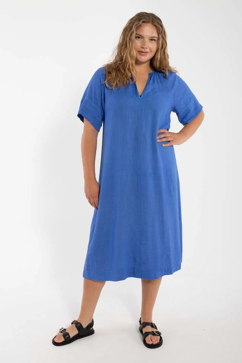 Danehostess Modal Linnen Dress Cold Blue
