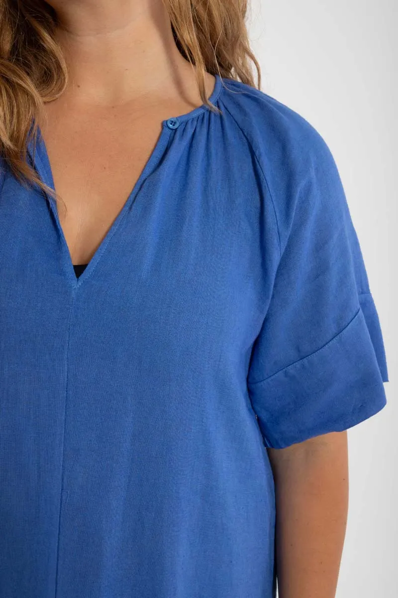 Danehostess Modal Linnen Dress Cold Blue
