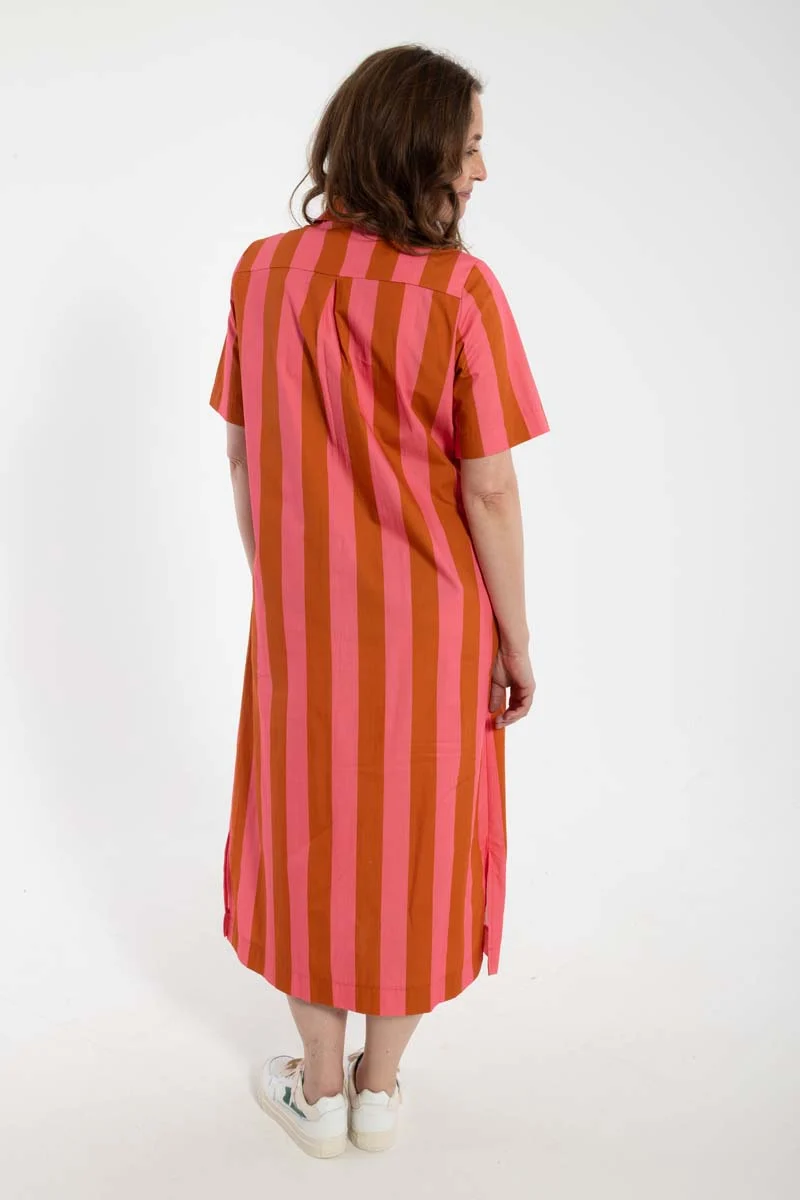 Danepippi SS Smooth Poplin Dress Bright Pink/Light Rust