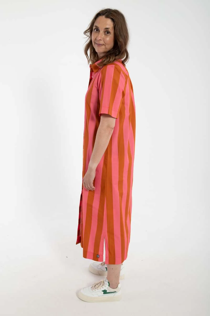 Danepippi SS Smooth Poplin Dress Bright Pink/Light Rust