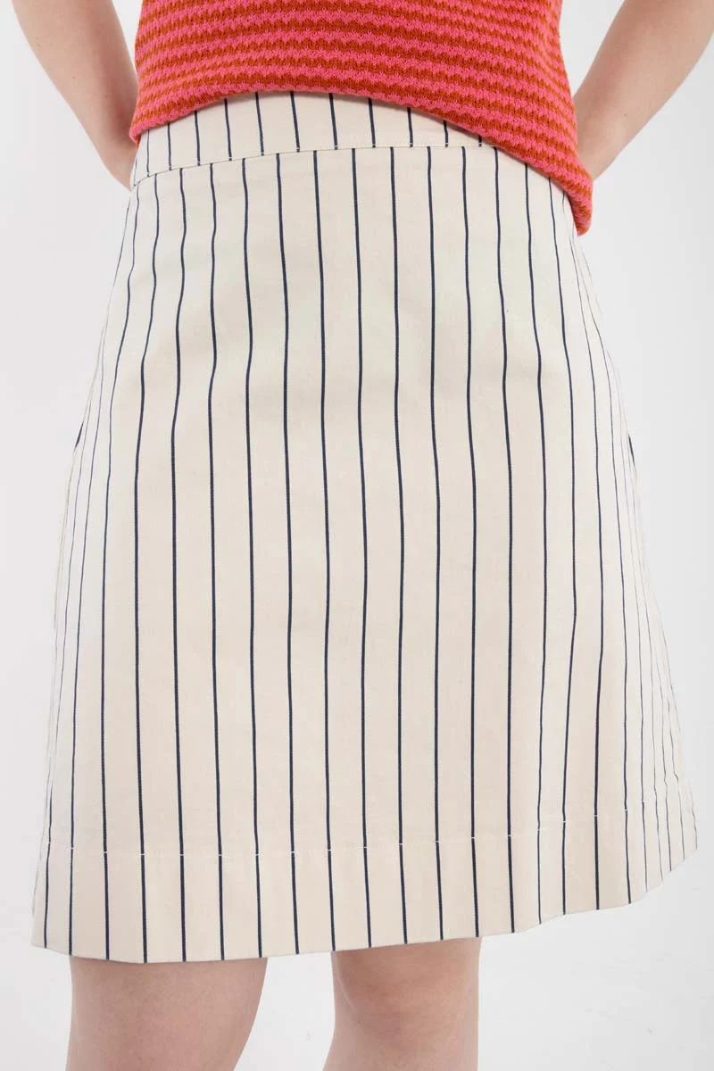 Danelondon Stretch Canvas Skirt Chalk/Dk Navy