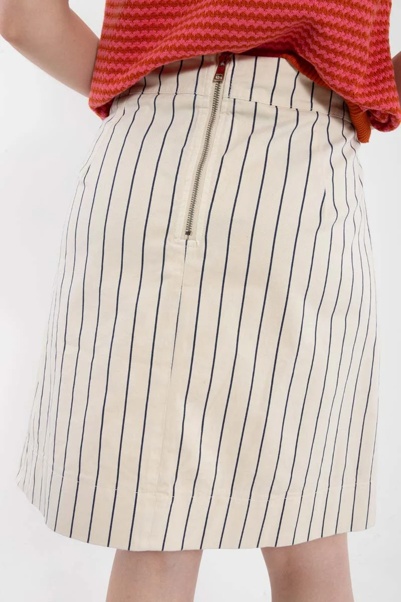 Danelondon Stretch Canvas Skirt Chalk/Dk Navy