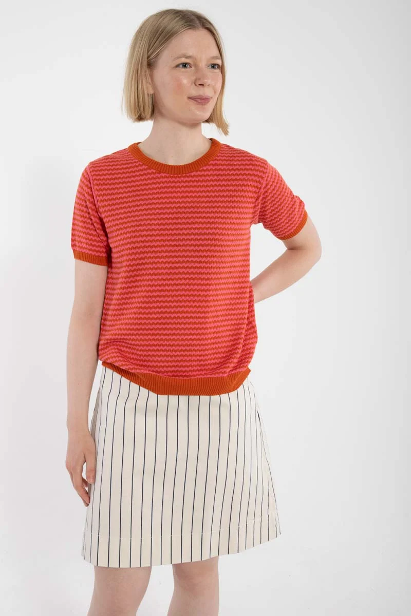 Danelondon Stretch Canvas Skirt Chalk/Dk Navy
