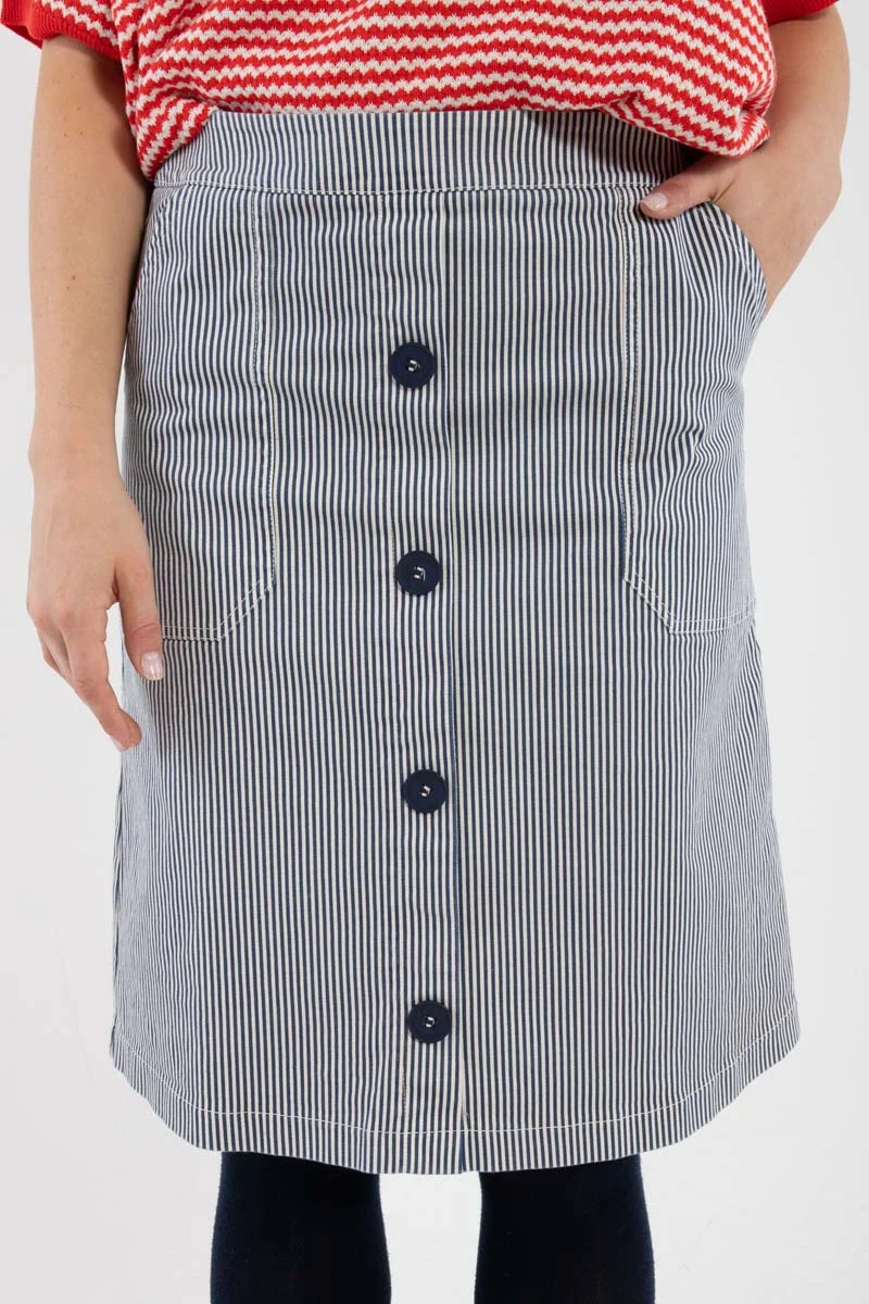 Danekage Stretch Canvas Skirt Dk Navy/Chalk