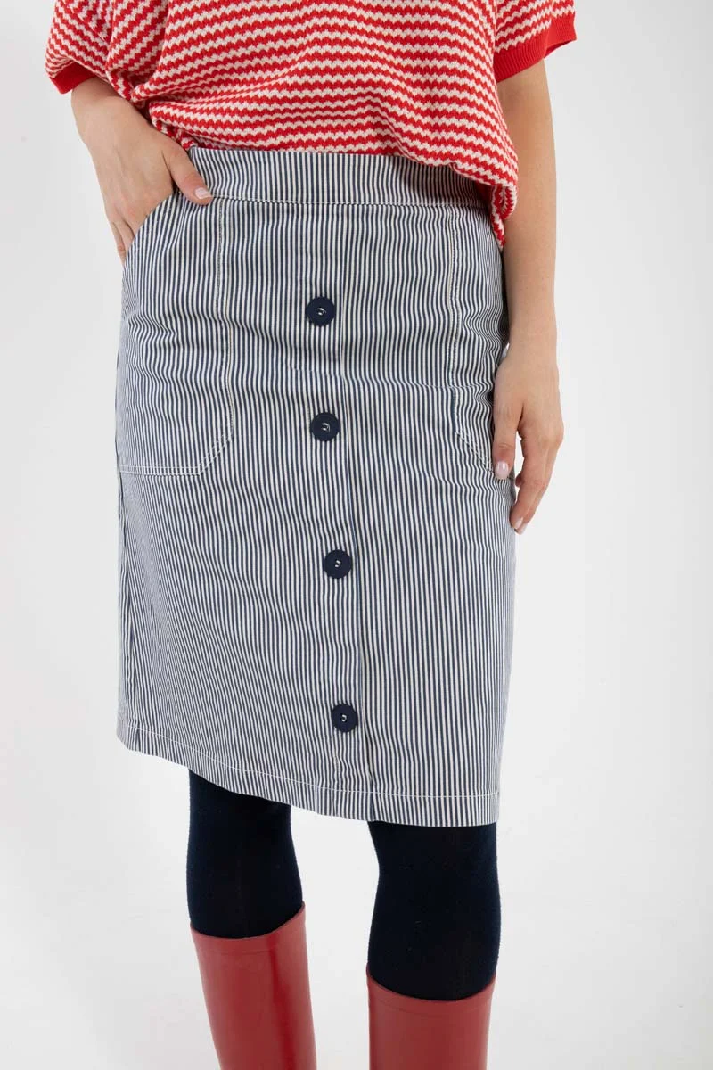 Danekage Stretch Canvas Skirt Dk Navy/Chalk