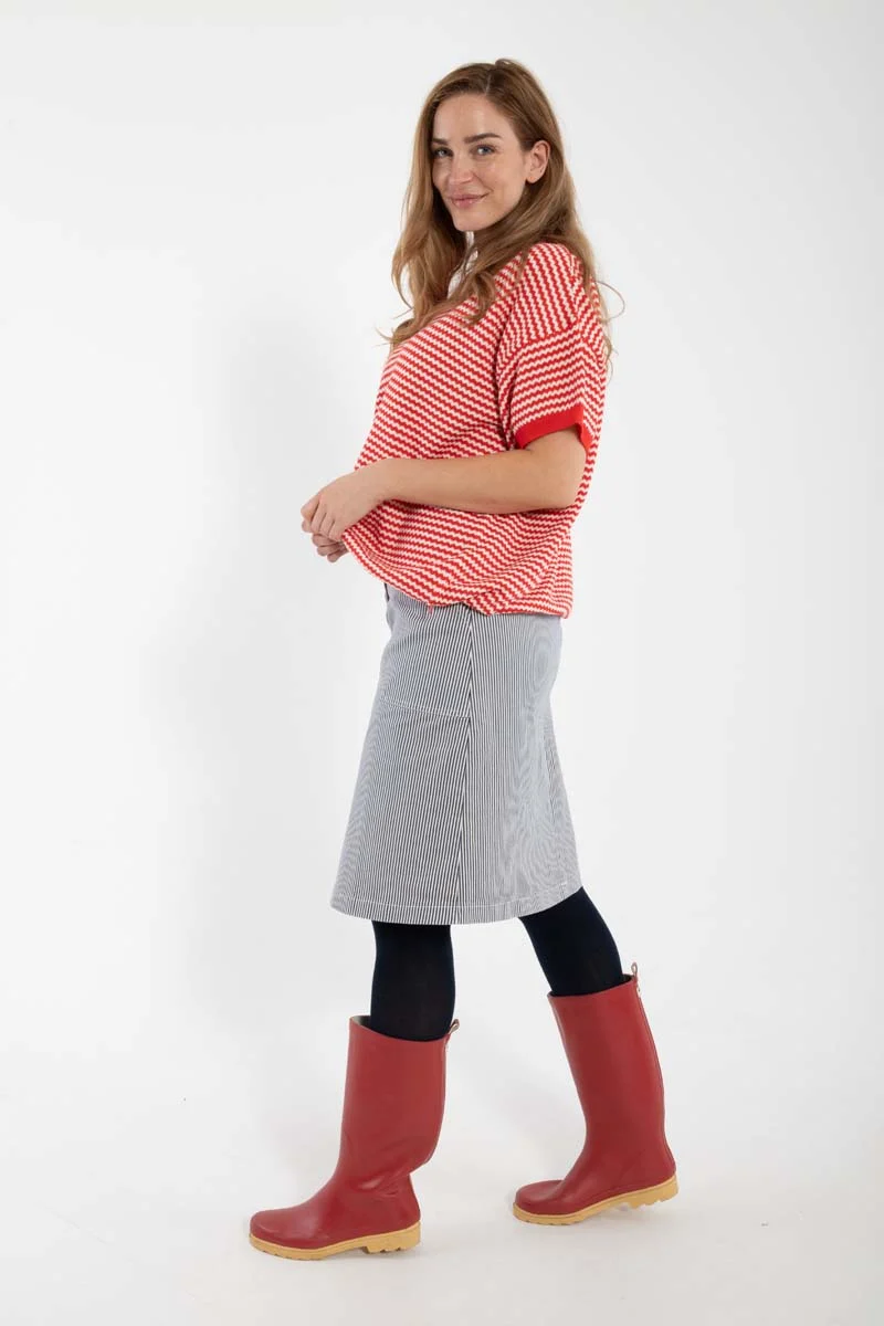 Danekage Stretch Canvas Skirt Dk Navy/Chalk