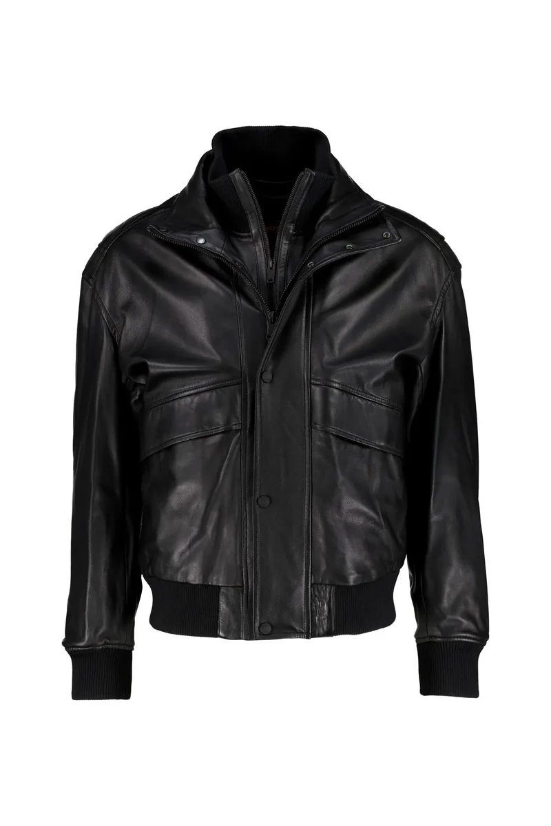 Lederjacke mit Stehkragen