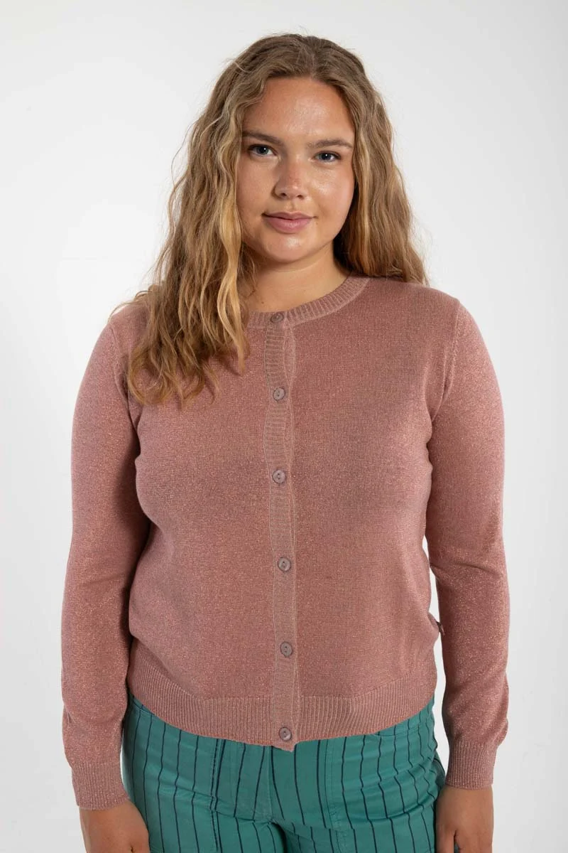 Danesaga Glitter Cardigan Rose Beige
