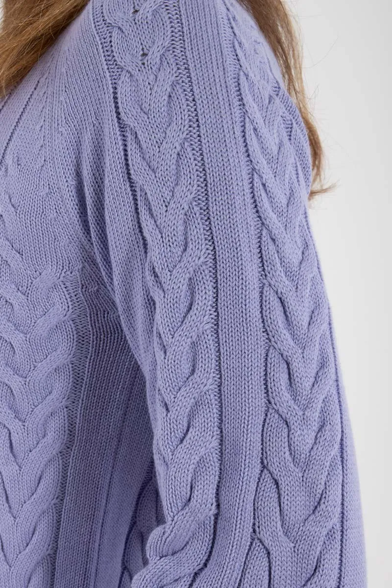 Danetwister Cable Sweater Lilla